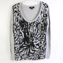 Mossimo Lightweight Knit Sweater Top Size 16W/18W Gray Floral