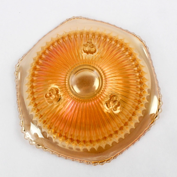 Jeannette Anniversary Marigold 3-Footed Carnival Glass Bowl