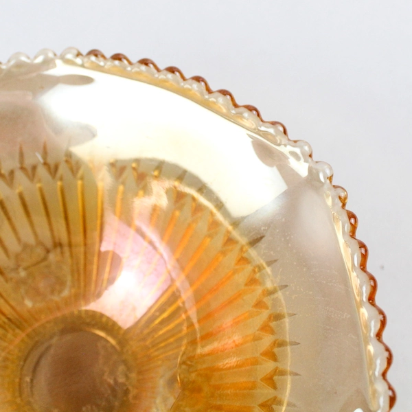 Jeannette Anniversary Marigold 3-Footed Carnival Glass Bowl