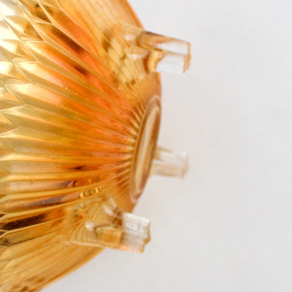 Jeannette Anniversary Marigold 3-Footed Carnival Glass Bowl