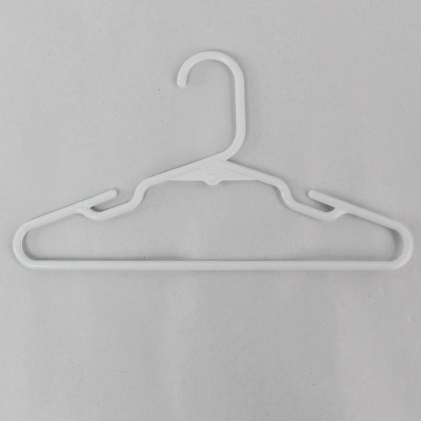Lot of 10 Kid's Size White Plastic Tubular Clothes Hangers With Top Notches