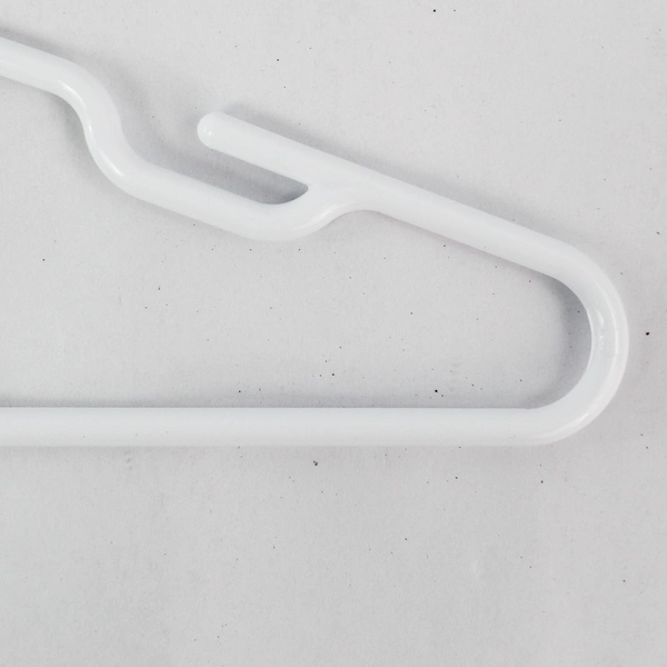 Lot of 10 Kid's Size White Plastic Tubular Clothes Hangers With Top Notches