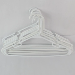 Lot of 10 White Notched Plastic Tubular Hangers For Clothing Standard Size