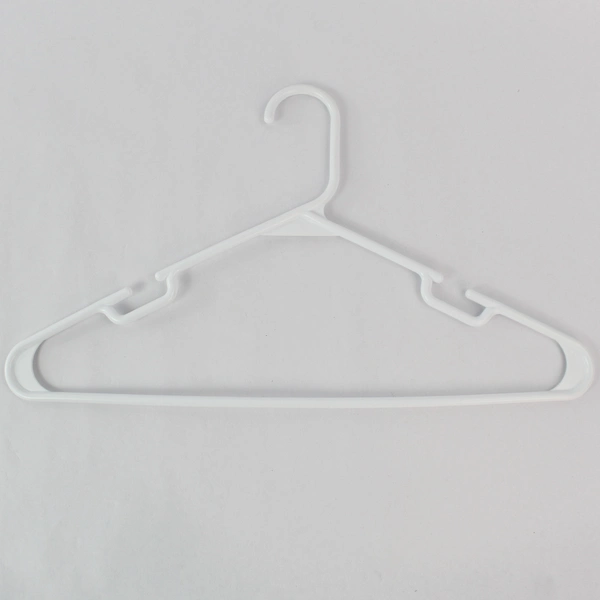 Lot of 10 White Notched Plastic Tubular Hangers For Clothing Standard Size