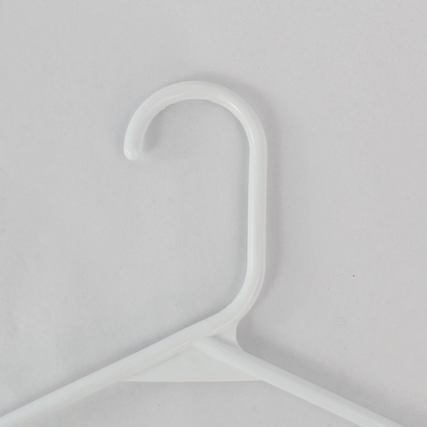 Lot of 10 White Notched Plastic Tubular Hangers For Clothing Standard Size
