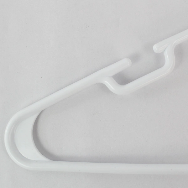 Lot of 10 White Notched Plastic Tubular Hangers For Clothing Standard Size