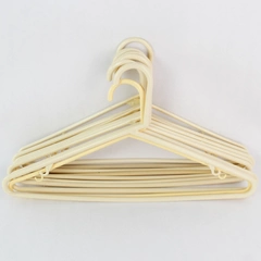 Lot of 10 Cream Colored Plastic Tubular Clothes Hangers With Hooks