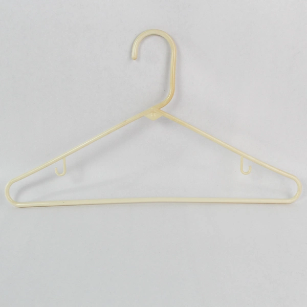 Lot of 10 Cream Colored Plastic Tubular Clothes Hangers With Hooks
