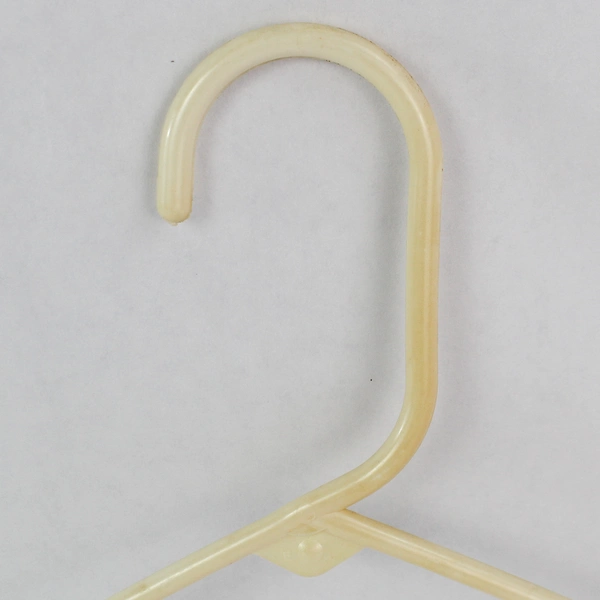 Lot of 10 Cream Colored Plastic Tubular Clothes Hangers With Hooks