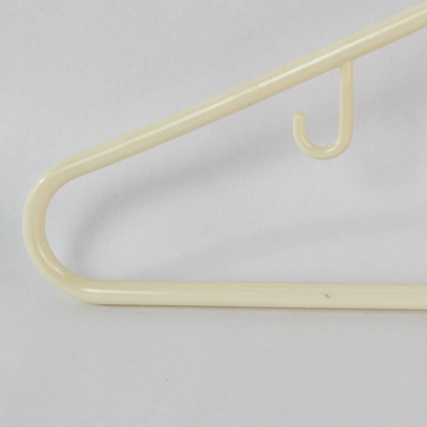 Lot of 10 Cream Colored Plastic Tubular Clothes Hangers With Hooks