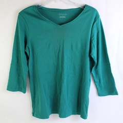 Christopher & Banks Women's Green 3/4 Sleeve 100% Cotton Top Shirt Size Small