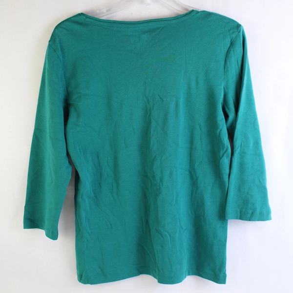 Christopher & Banks Women's Green 3/4 Sleeve 100% Cotton Top Shirt Size Small