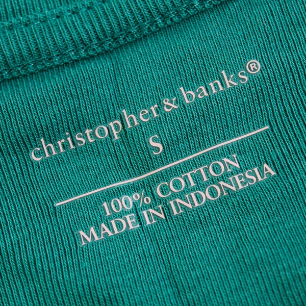 Christopher & Banks Women's Green 3/4 Sleeve 100% Cotton Top Shirt Size Small