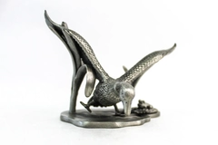 Vintage Lance Fine Pewter Mallard Duck Taking Flight Frog Pond Cattail Figurine