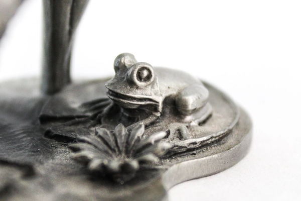 Vintage Lance Fine Pewter Mallard Duck Taking Flight Frog Pond Cattail Figurine