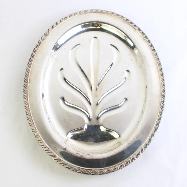 Vintage Wm A Rogers Tree of Life 3 Footed Silver Plate Platter 12 x 18 Inch