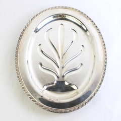 Vintage Wm A Rogers Tree of Life 3 Footed Silver Plate Platter 12 x 18 Inch