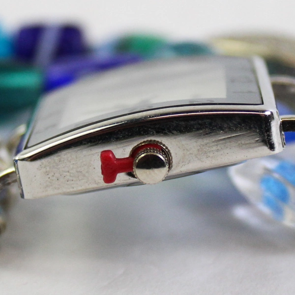 Narmi Bracelet Wristwatch Stainless Steel Back Water Resistant Blue Beads