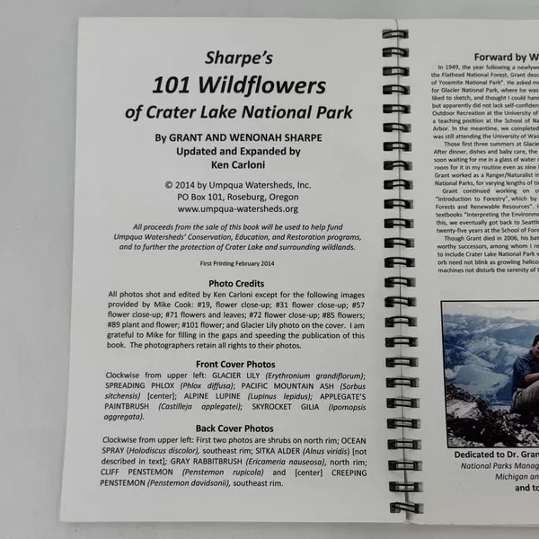 Sharpe's 101 Wildflowers of Crater Lake National Park by Ken Carloni 2014 Spiral