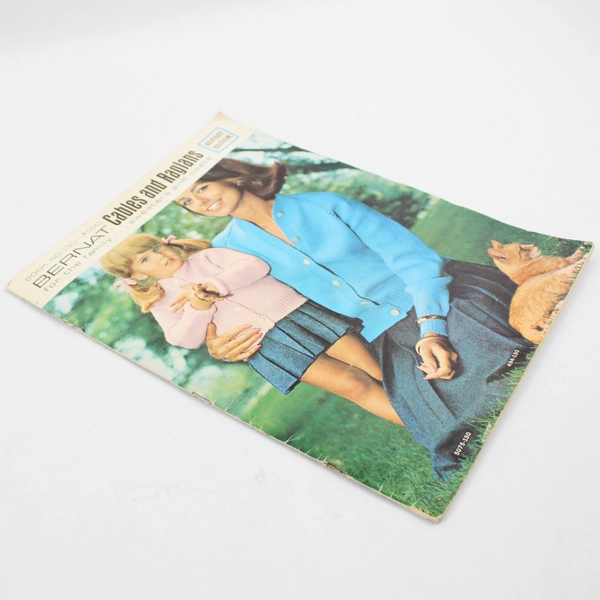 Vintage Knitting Pattern Book Cables and Raglans Bernat 1972 Paperback
