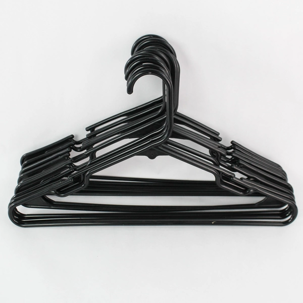 Lot of 10 Black Plastic Tubular Clothing Hangers Top Indents 