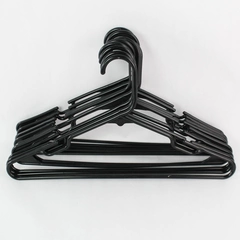 Lot of 10 Black Plastic Tubular Clothing Hangers Top Indents 