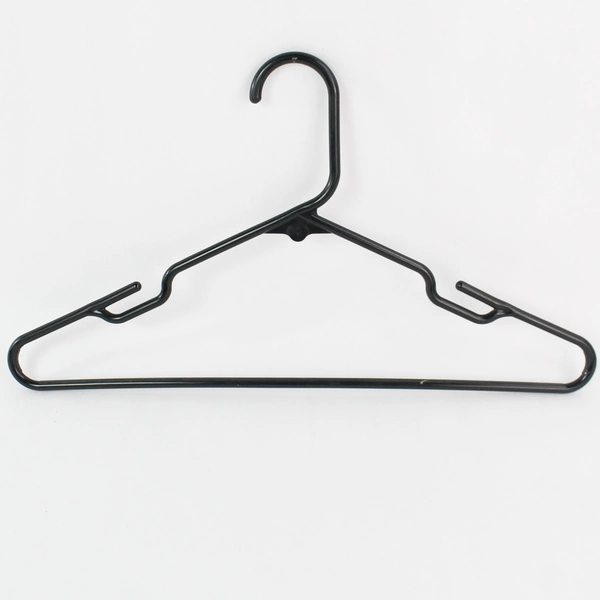 Lot of 10 Black Plastic Tubular Clothing Hangers Top Indents 
