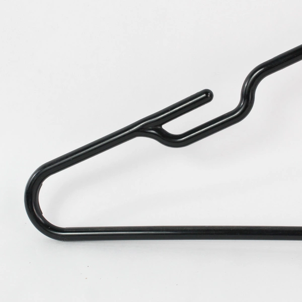 Lot of 10 Black Plastic Tubular Clothing Hangers Top Indents 