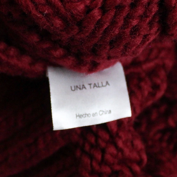 Women's Faux Fur Pom Pom Stocking Hat One Size Knit Burgundy