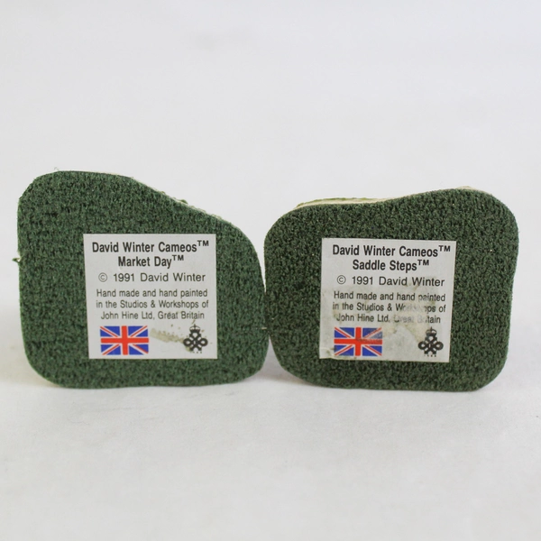 Lot of Two 1991 Miniature David Winter Cottages Market Day and Saddle Steps