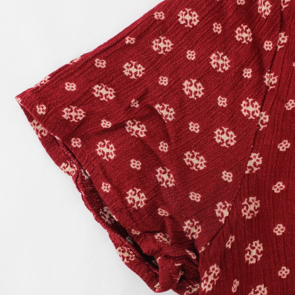 Forever 21 Red & Navy Peasant Blouse Women’s Size Small, Button-Up Top