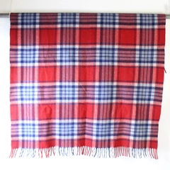 Unbranded Red and Blue Plaid Throw Blanket with Tassels 52x62"