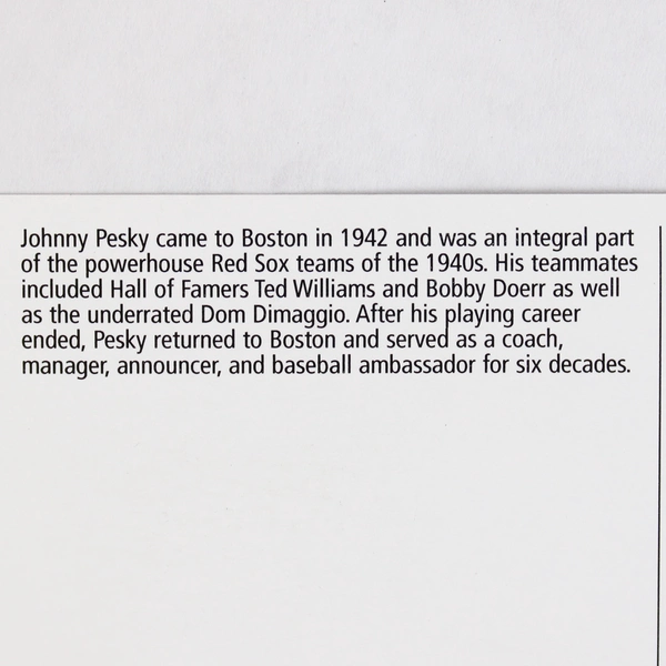 Memorial Postcard of Red Sox Johnny Pesky
