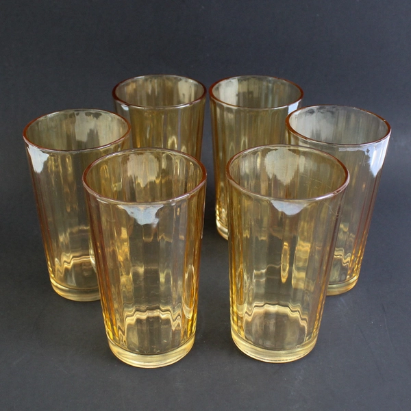 Set of 6 Orange Tumbler Drinking Glasses