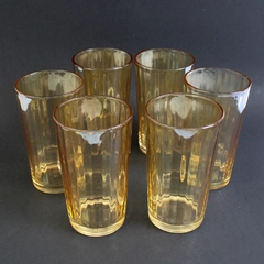 Set of 6 Orange Tumbler Drinking Glasses