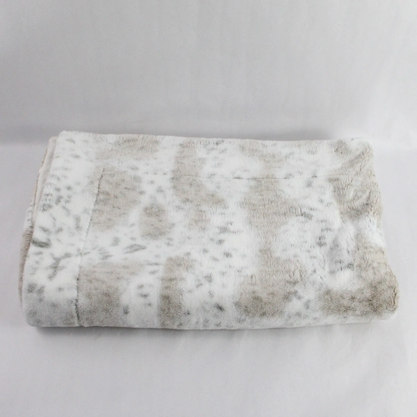 Unbranded White Beige and Gray Plush Leopard Print Throw Blanket 49x59"