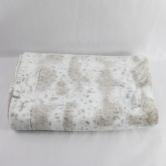 Unbranded White Beige and Gray Plush Leopard Print Throw Blanket 49x59"