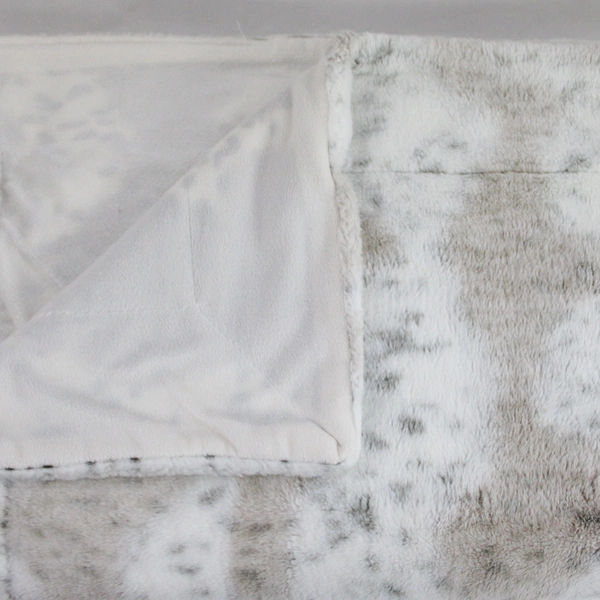 Unbranded White Beige and Gray Plush Leopard Print Throw Blanket 49x59"