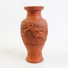 Terracotta Vase Raised Relief Dragon 6.25 Inch