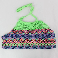 Justice Neon Multicolored Swimsuit Halter Top, Girls Size 12, Pre-Owned