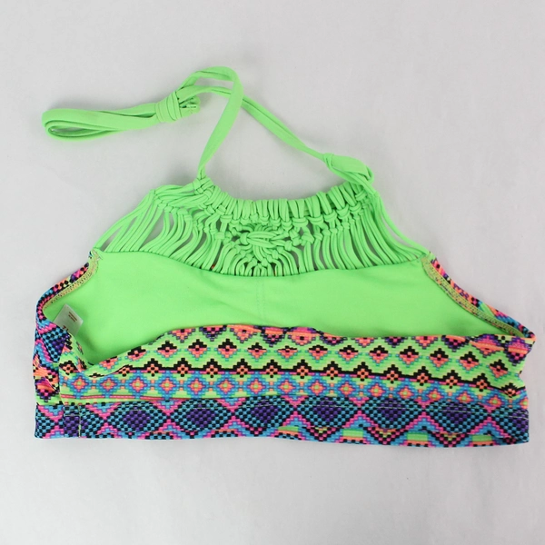 Justice Neon Multicolored Swimsuit Halter Top, Girls Size 12, Pre-Owned