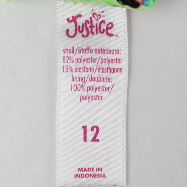 Justice Neon Multicolored Swimsuit Halter Top, Girls Size 12, Pre-Owned