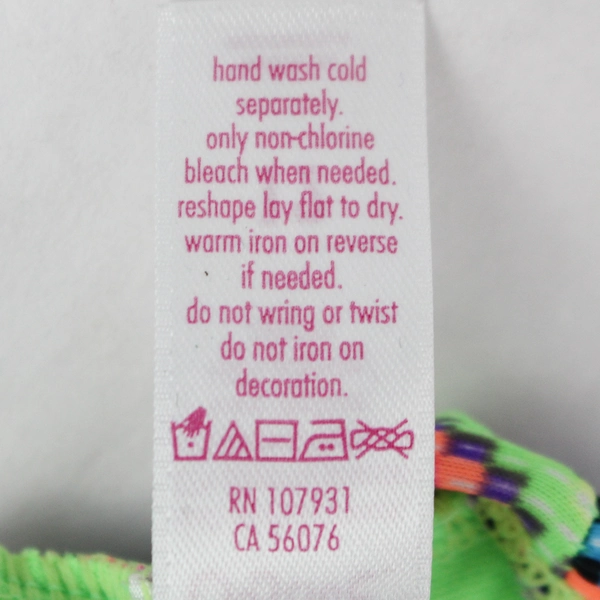 Justice Neon Multicolored Swimsuit Halter Top, Girls Size 12, Pre-Owned