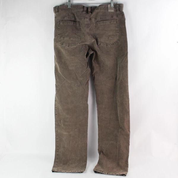 Prana Slim Fit Brown Corduroy Pants Men's 38Wx34L - Casual Style, Good Condition