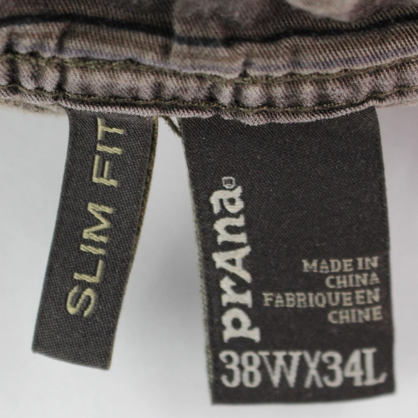 Prana Slim Fit Brown Corduroy Pants Men's 38Wx34L - Casual Style, Good Condition