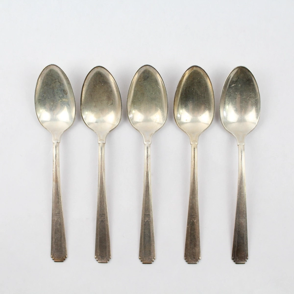 Lot of Five 1835 R. Wallace Mode Silverplated Teaspoons
