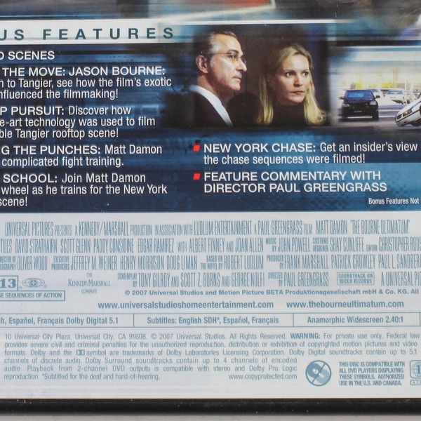 The Bourne Ultimatum DVD 2007 Widescreen Matt Damon Julia Stiles - Good