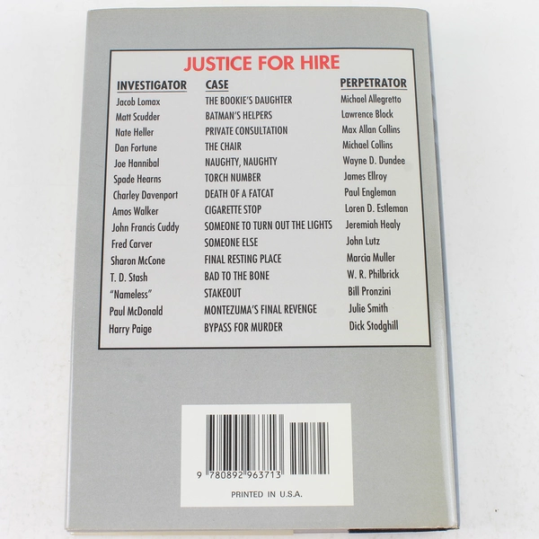 Justice for Hire by Robert J. Randisi 1990 Hardcover Crime Anthology Book