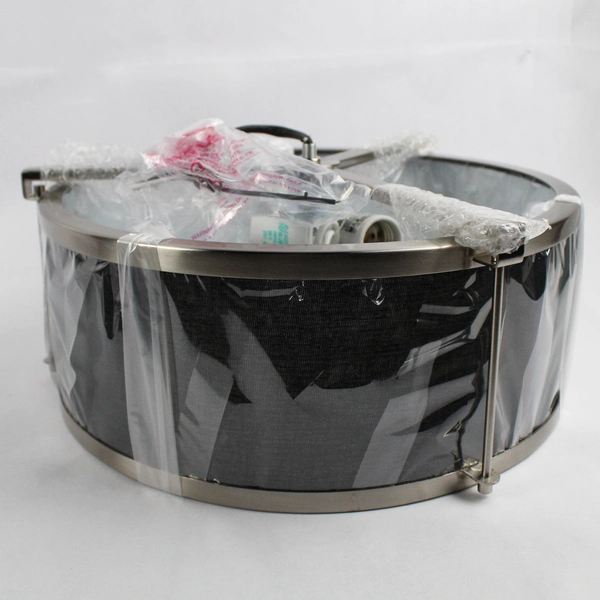 Harrison Metal Semi-Flush Mount Ceiling Light W/ Black Shade & Brushed Nickel