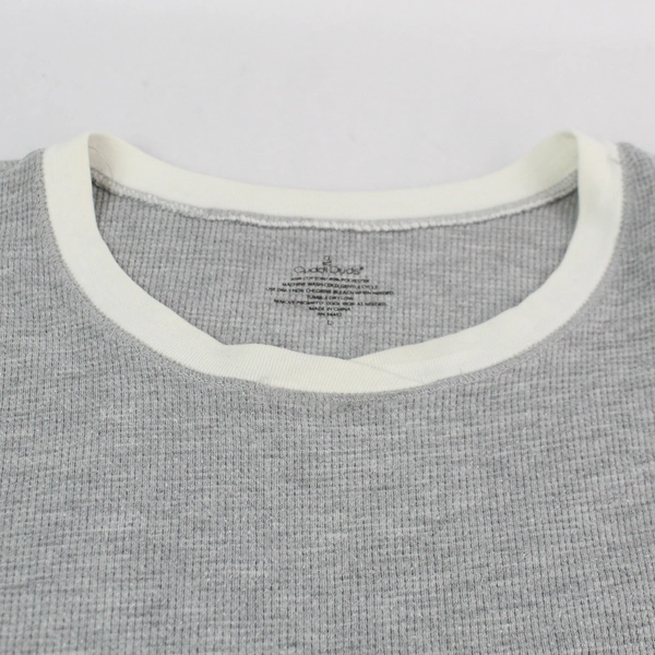 Cuddl Duds Gray Long Sleeve Pajama Shirt Women's Large White Collar & Cuffs